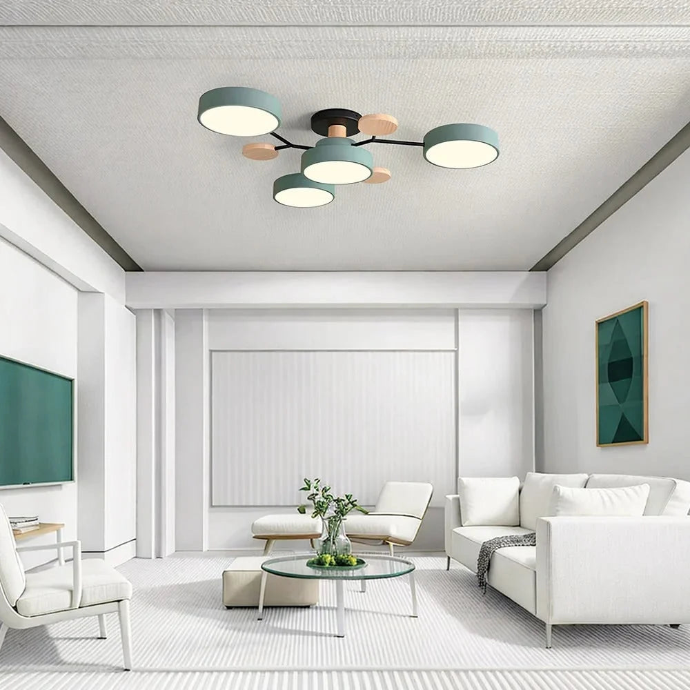 Semi-Flush Chandelier Integrated LED & Faceted Diffusers
