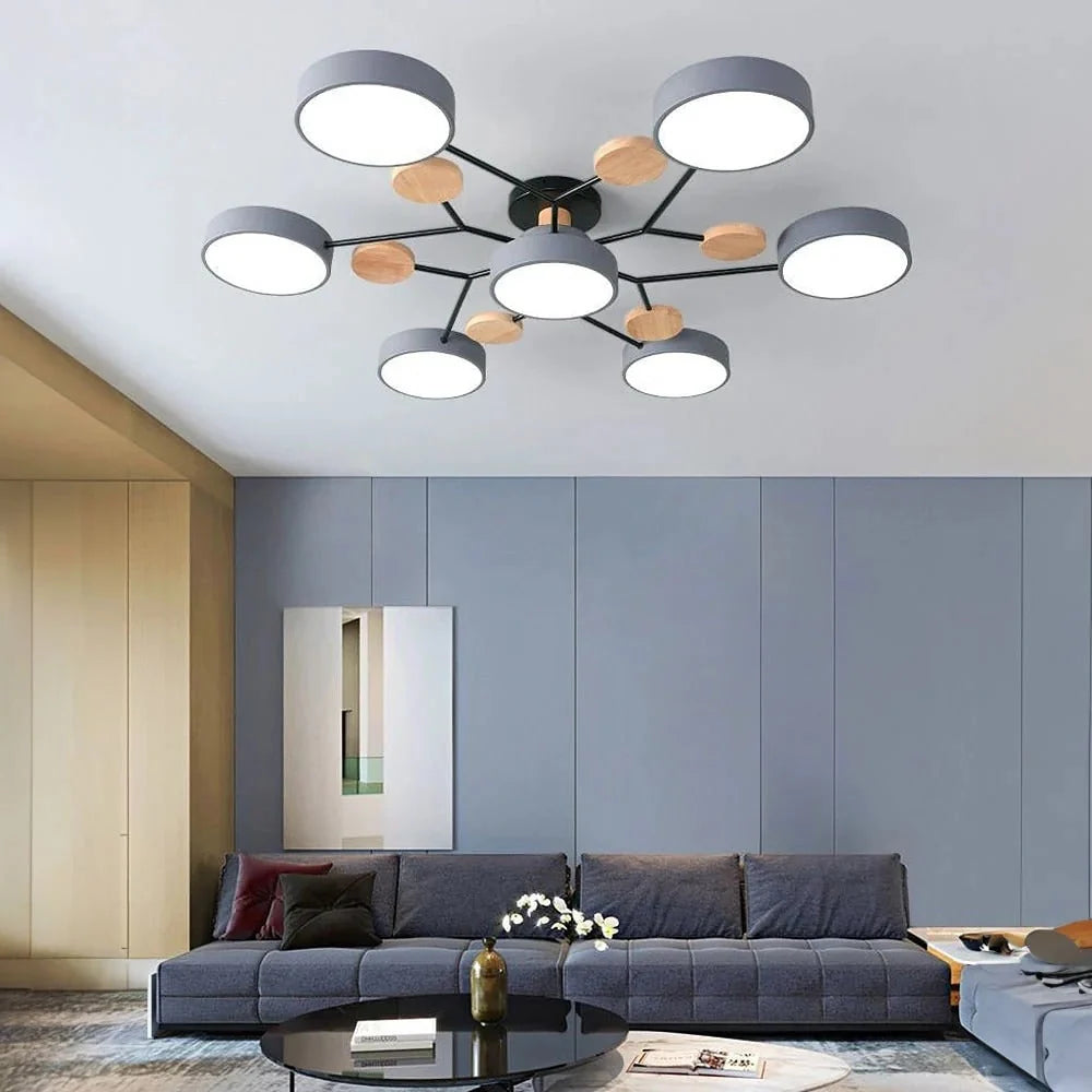 Semi-Flush Chandelier Integrated LED & Faceted Diffusers