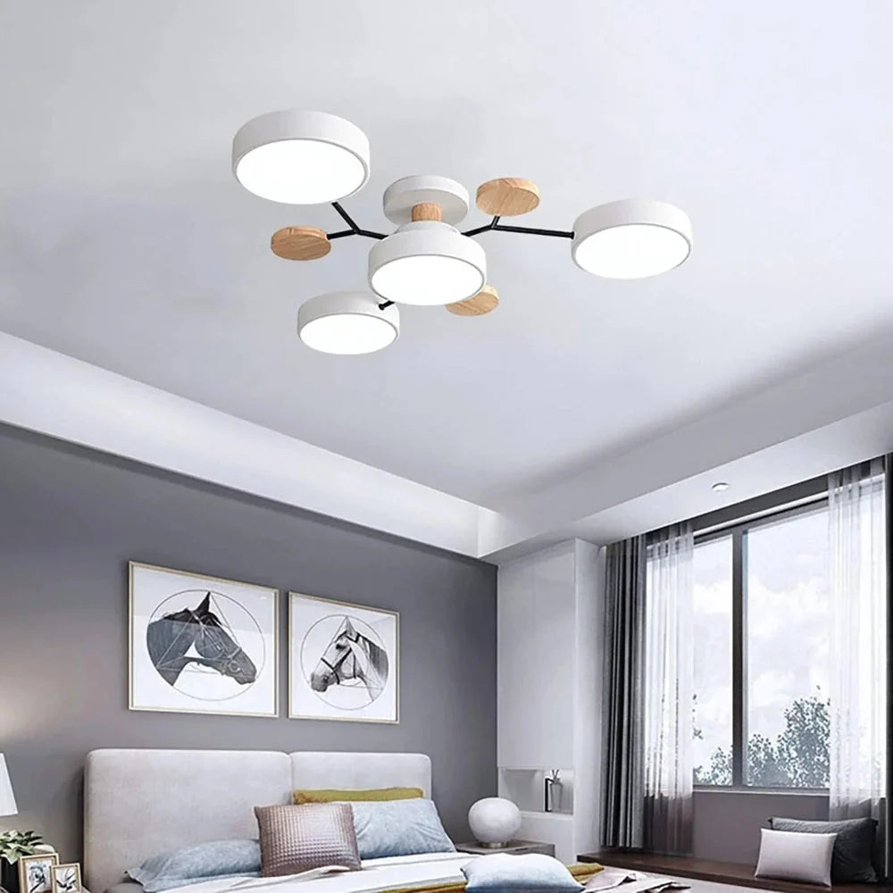 Semi-Flush Chandelier Integrated LED & Faceted Diffusers