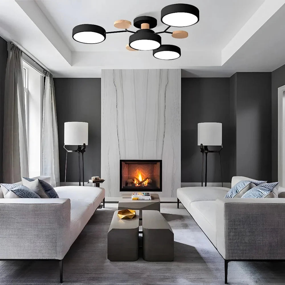 Semi-Flush Chandelier Integrated LED & Faceted Diffusers