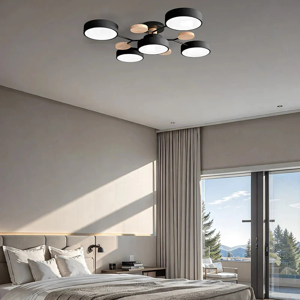 Semi-Flush Chandelier Integrated LED & Faceted Diffusers