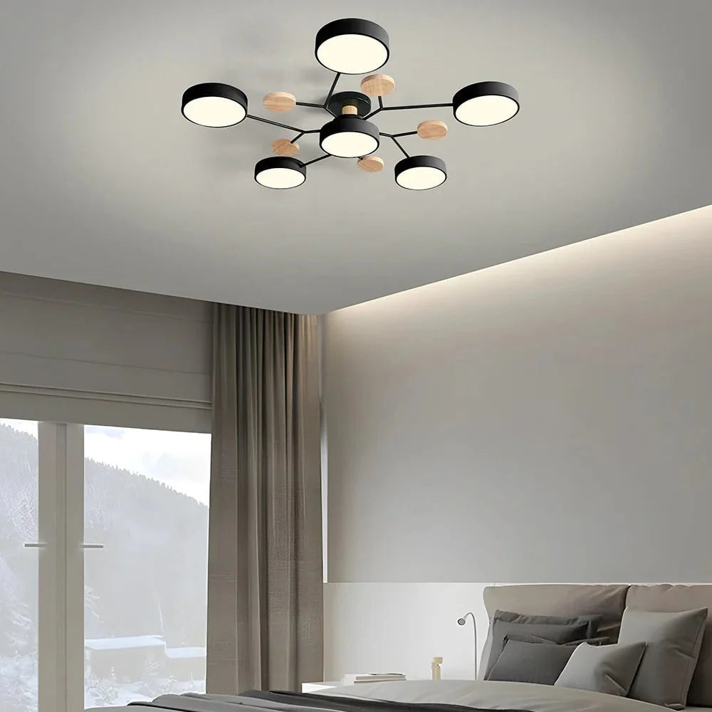 Semi-Flush Chandelier Integrated LED & Faceted Diffusers