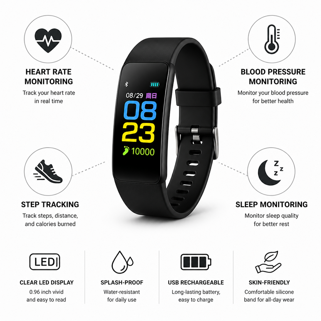 Senior-Friendly Heart Rate & Blood Pressure Smartwatch
