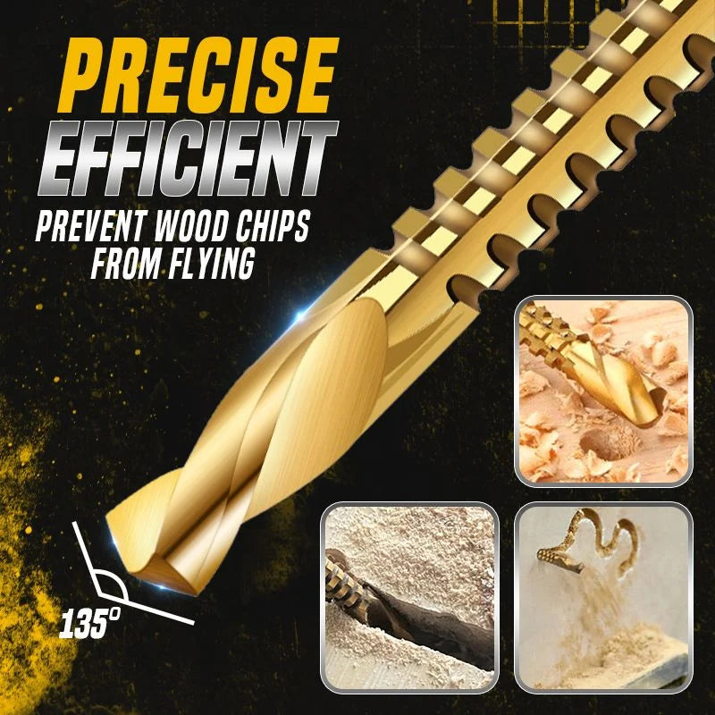 Serrated Drill Bit Set Titanium-Coated High-Speed Steel 6-Piece