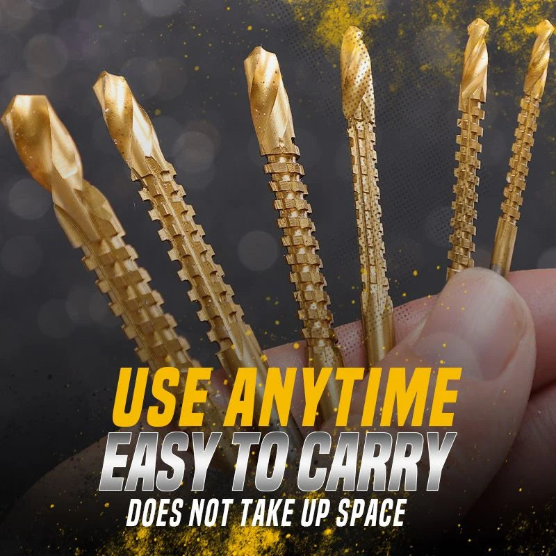 Serrated Drill Bit Set Titanium-Coated High-Speed Steel 6-Piece