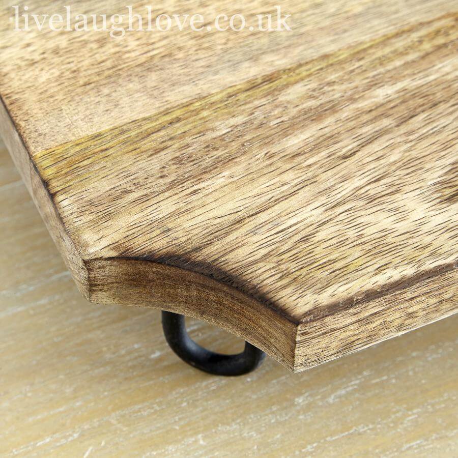 Serving Board Wooden Raised With Metal Feet