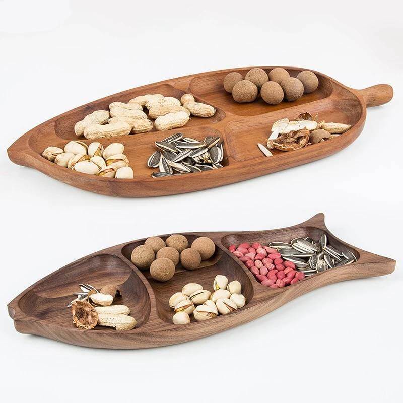 Serving Plate Fish-Shaped Natural Fir Wood
