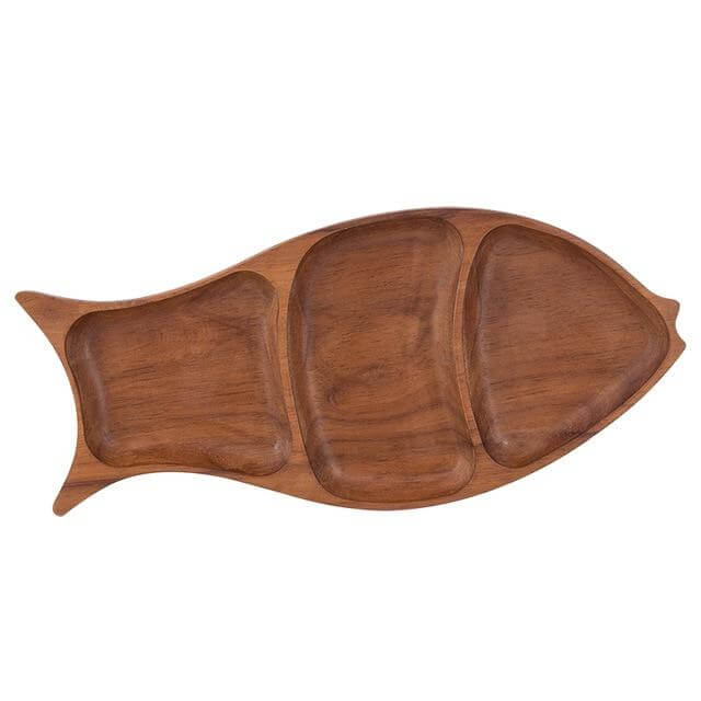 Serving Plate Fish-Shaped Natural Fir Wood