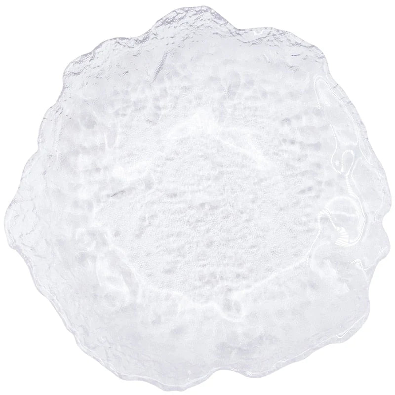 Serving Plate Glass Ice-Inspired Irregular Shape