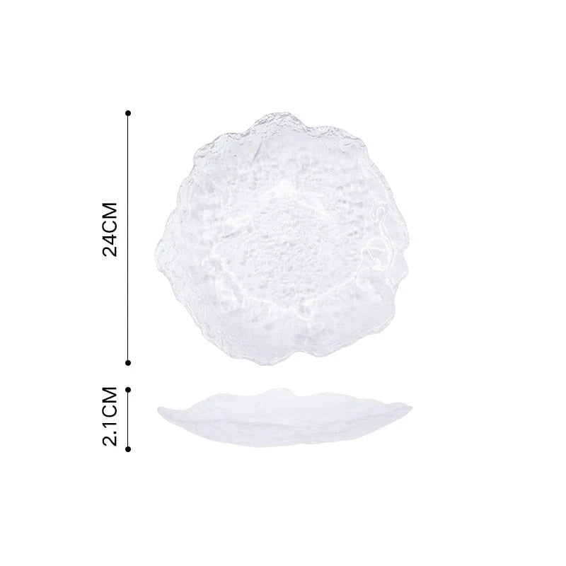 Serving Plate Glass Ice-Inspired Irregular Shape