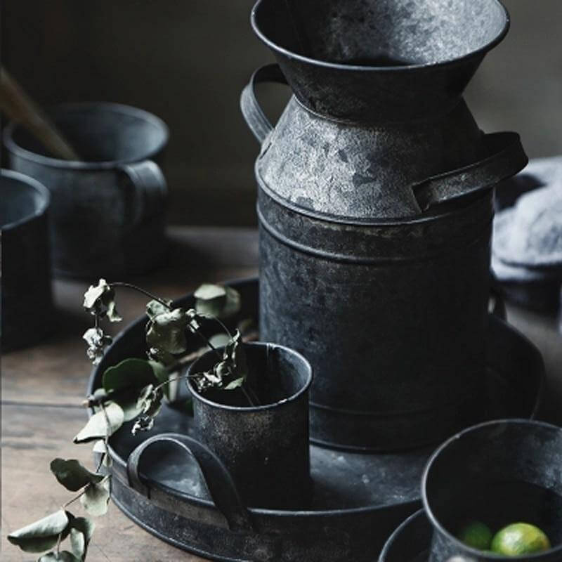 Serving Set Galvanized Zinc Rustic European Style