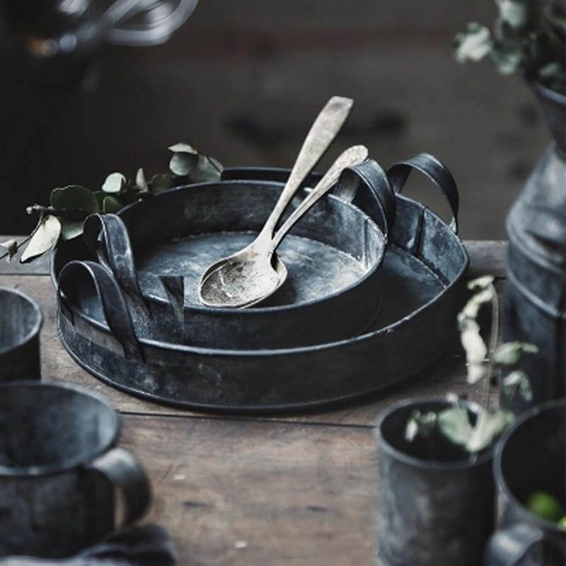 Serving Set Galvanized Zinc Rustic European Style