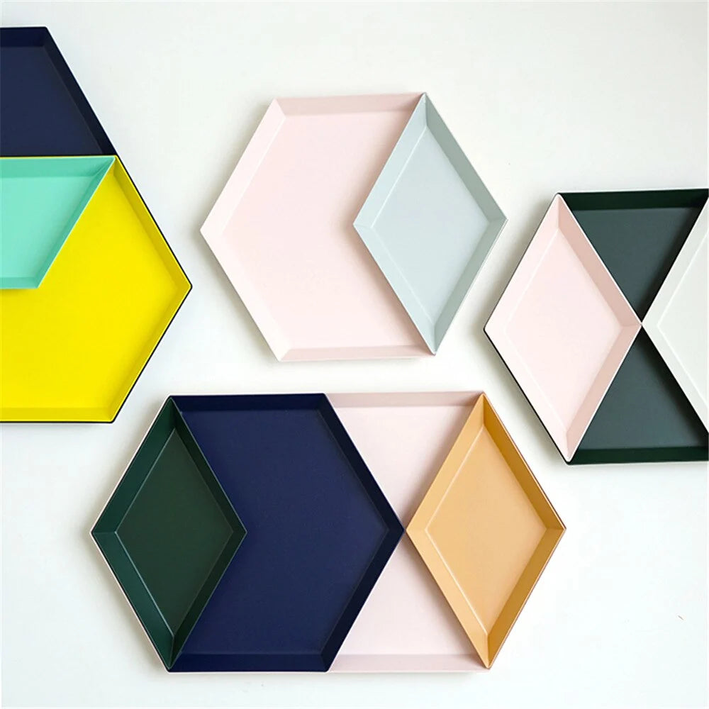 Serving Tray Metal Geometric Design