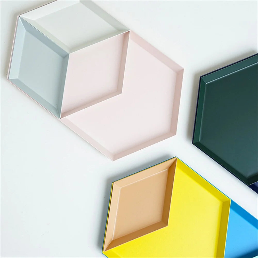 Serving Tray Metal Geometric Design