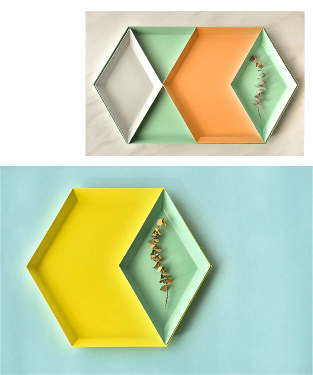Serving Tray Metal Geometric Design