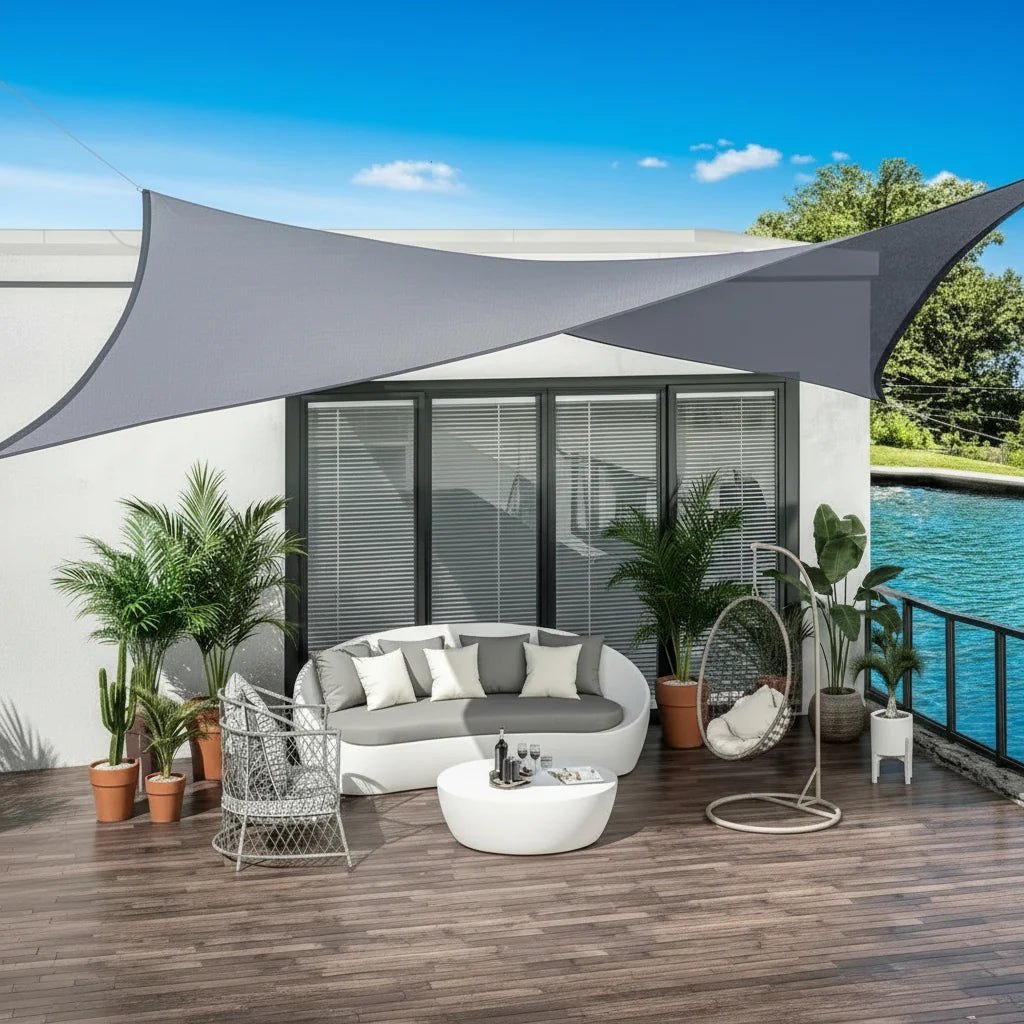 Shade Sail Waterproof Polyester 98% Sun Protection
