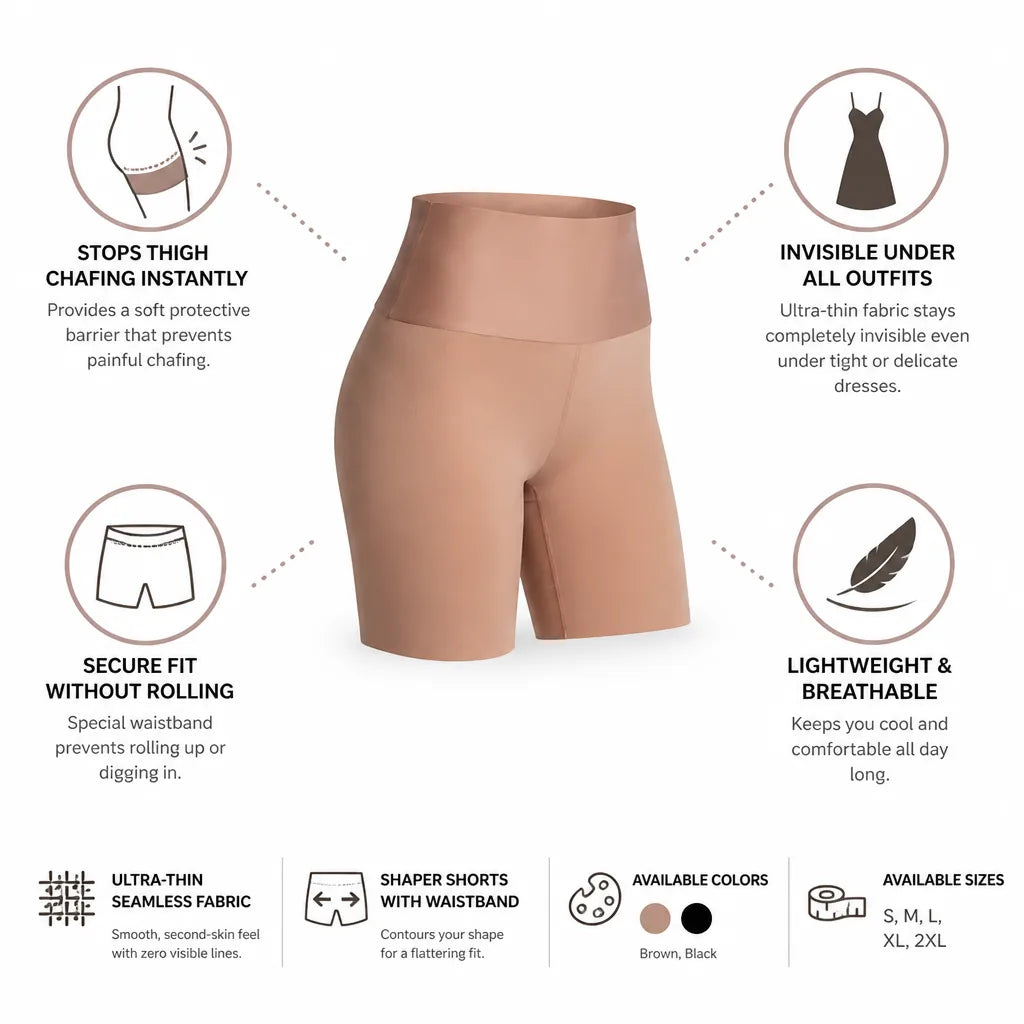 Shaper Shorts Seamless Anti-Chafing No-Roll Waistband