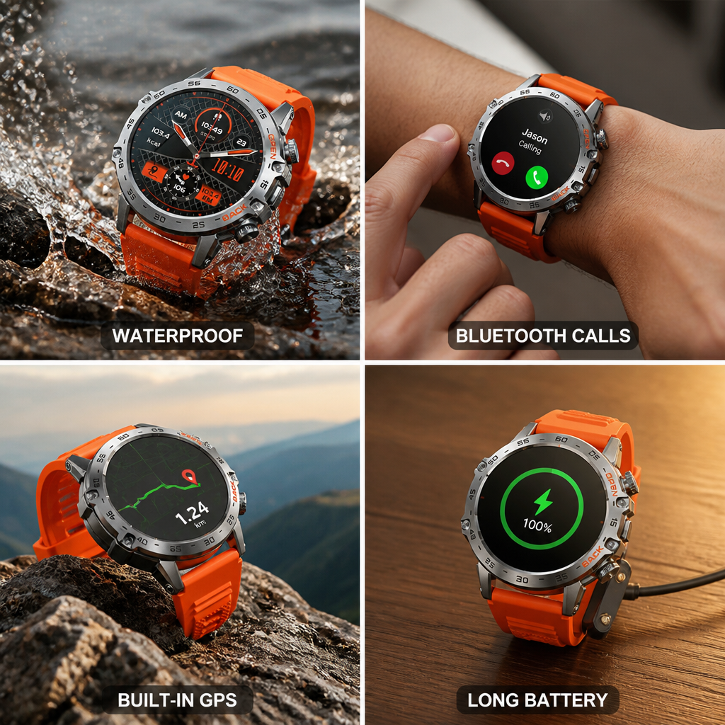 Shock-Resistant GPS & Bluetooth Smartwatch (25-Day Battery)