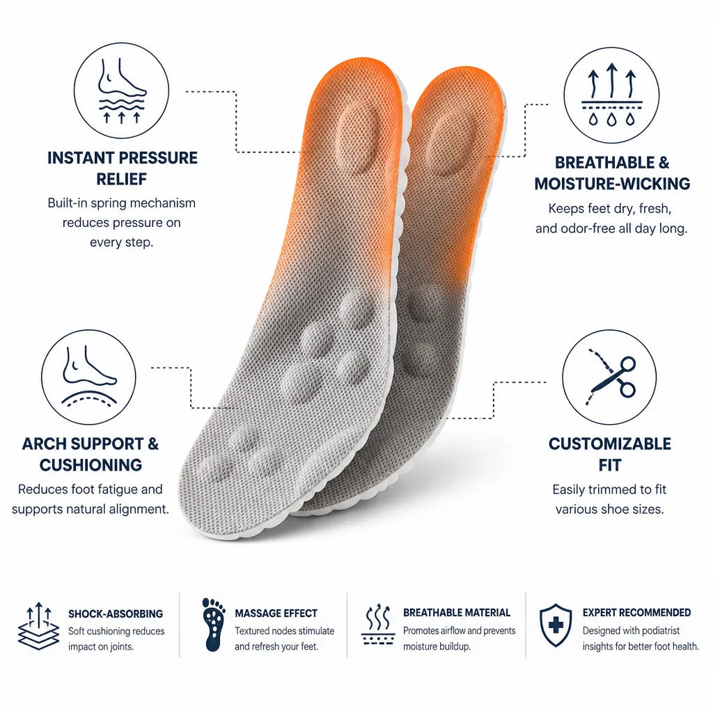 Shoe Insoles Shock-Absorbing Massage & Arch Support