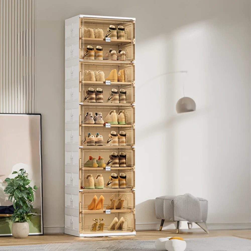 Shoe Organizer 8-Tier Stackable Front-Opening Bins