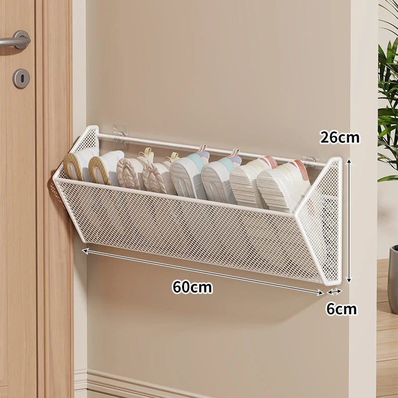 Shoe Organizer Wall-Mounted Ventilated Steel Mesh Space-Saving Storage
