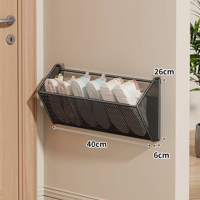 Shoe Organizer Wall-Mounted Ventilated Steel Mesh Space-Saving Storage