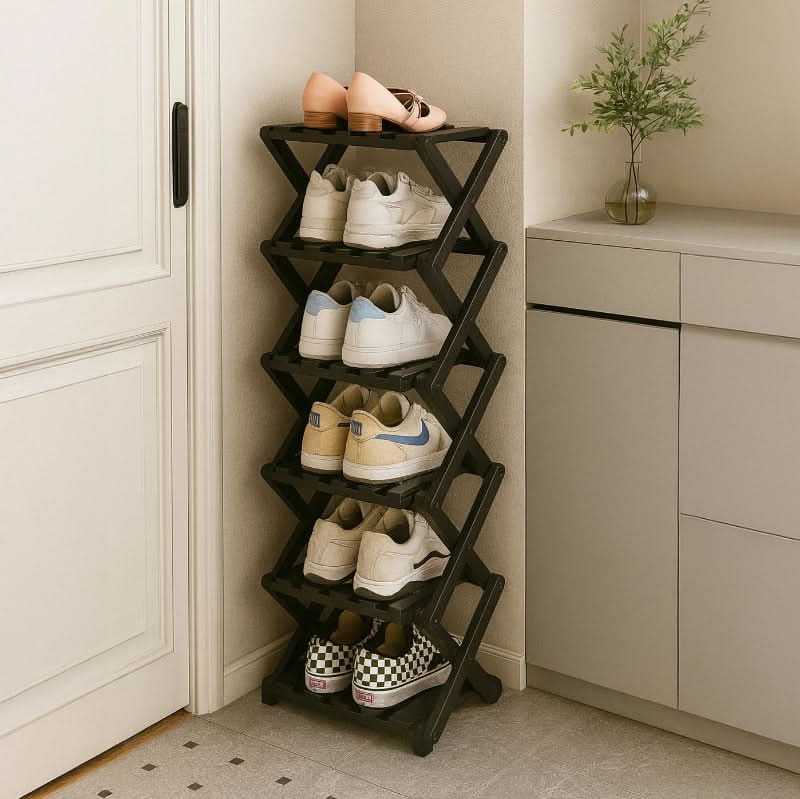 Shoe Rack Bamboo Foldable Tiered Storage