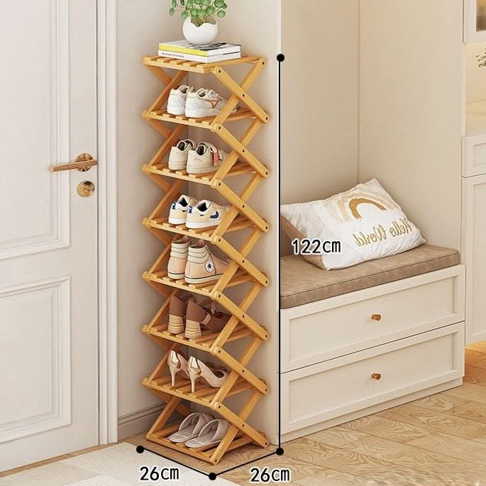 Shoe Rack Bamboo Foldable Tiered Storage