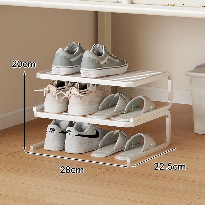 Shoe Rack Two-Tier Powder-Coated Steel Space-Saving Design
