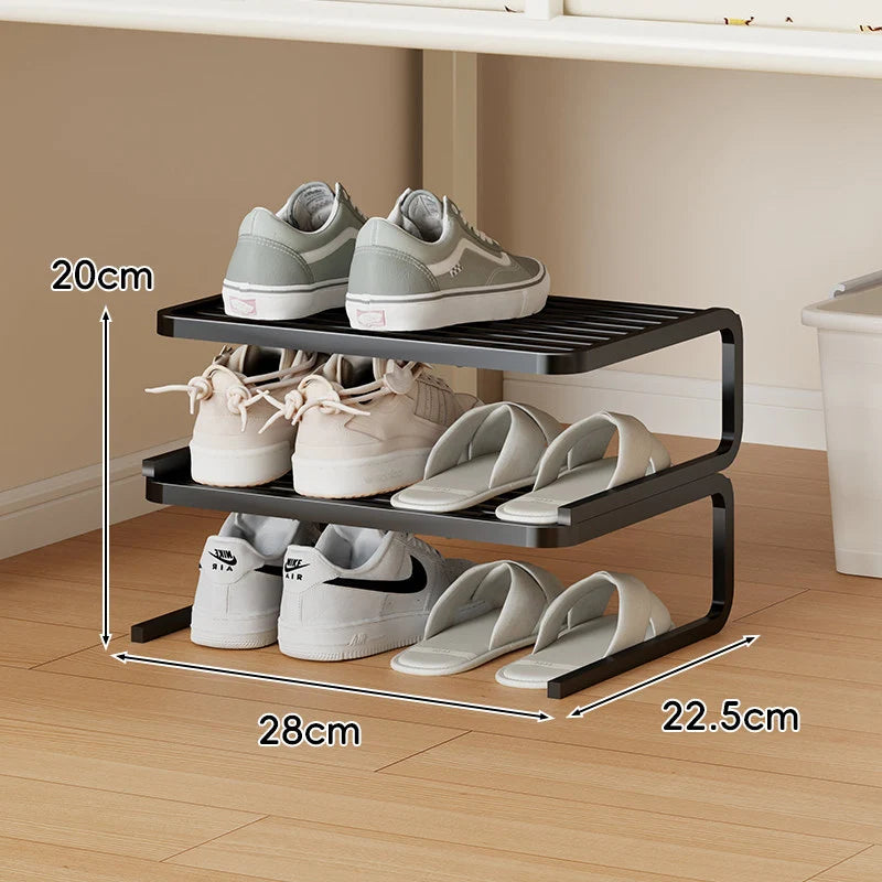 Shoe Rack Two-Tier Powder-Coated Steel Space-Saving Design