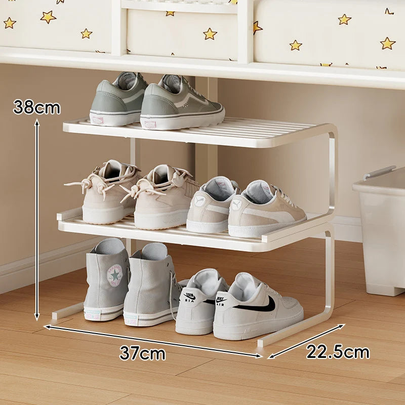 Shoe Rack Two-Tier Powder-Coated Steel Space-Saving Design