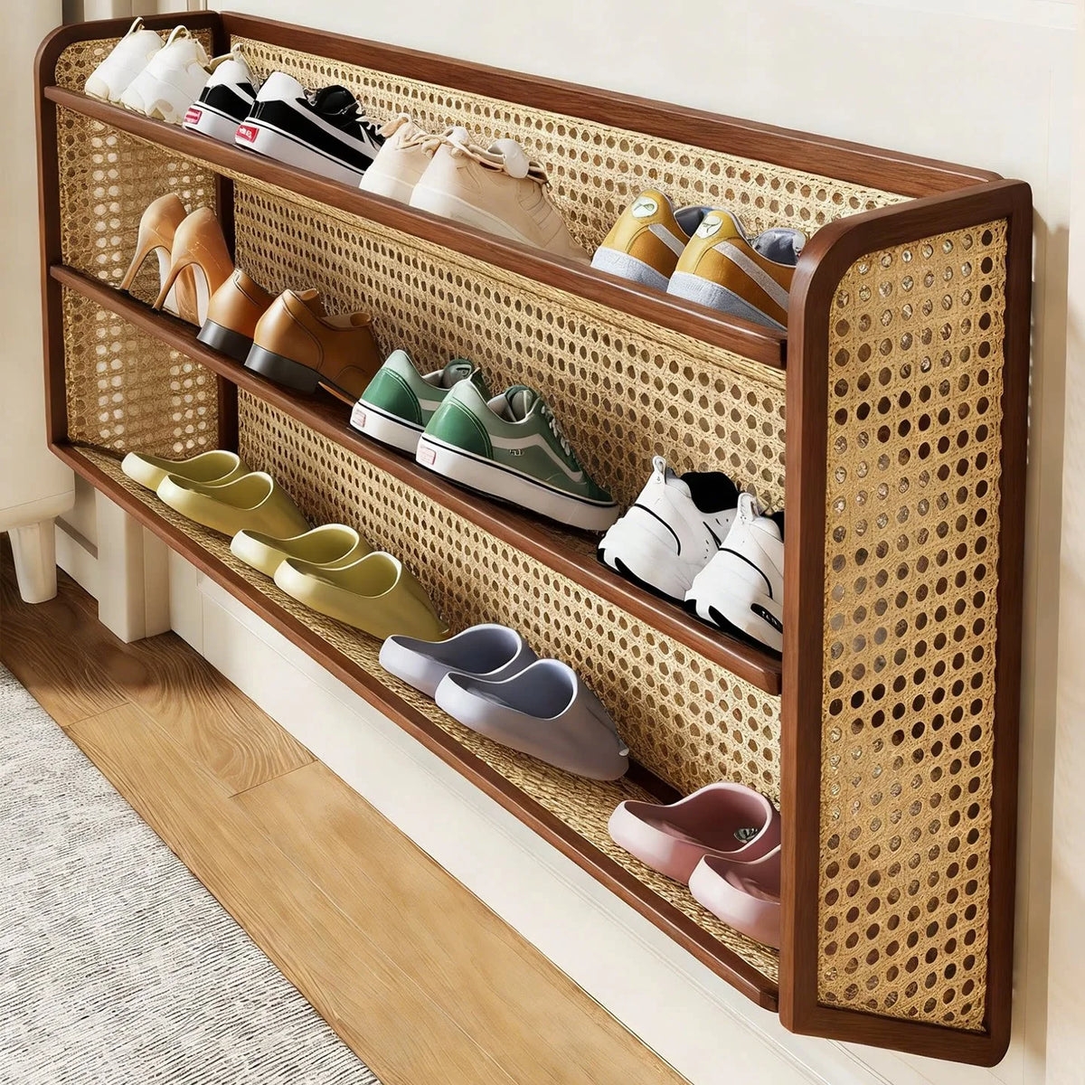 Shoe Rack Wall-Mounted Foldable Metal Mesh