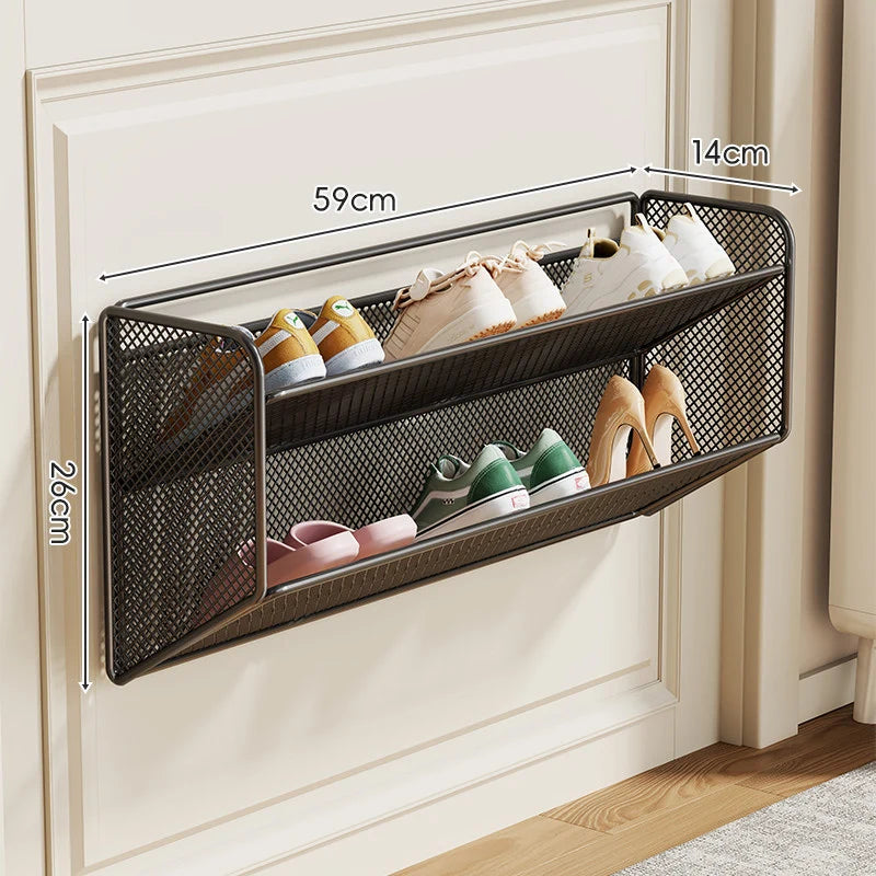 Shoe Rack Wall-Mounted Foldable Metal Mesh