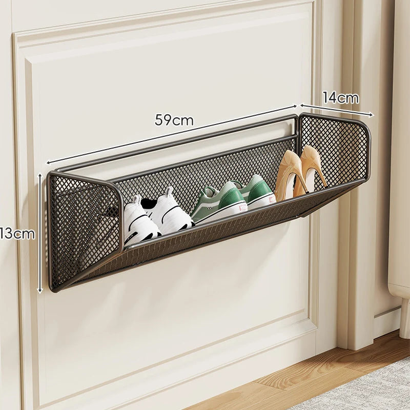 Shoe Rack Wall-Mounted Ventilated Mesh Hinged Front