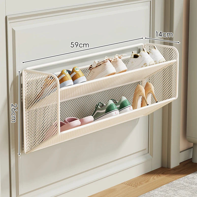 Shoe Rack Wall-Mounted Ventilated Mesh Hinged Front