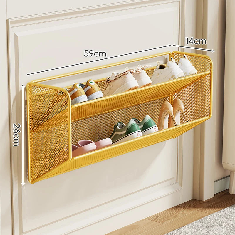 Shoe Rack Wall-Mounted Ventilated Mesh Hinged Front