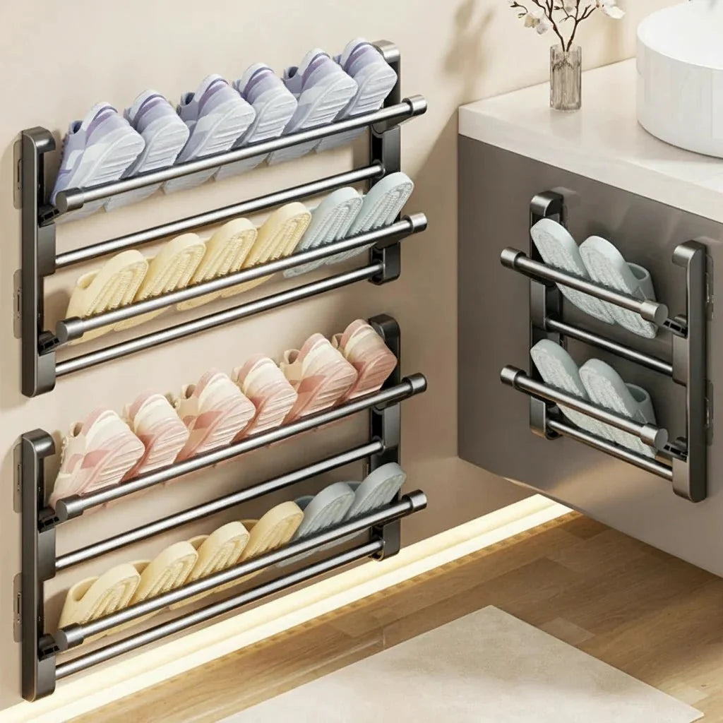 Shoe Rack Wall-Mounted With Integrated Drainage System