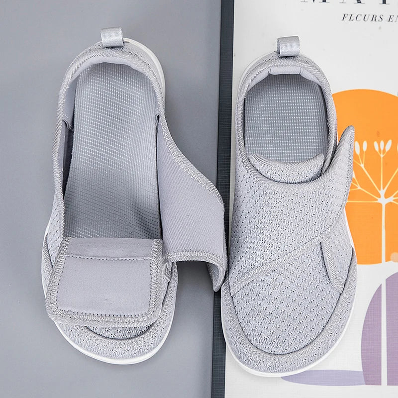 Shoes Extra-Wide Fit Breathable Mesh Adjustable Hook-And-Loop Closure
