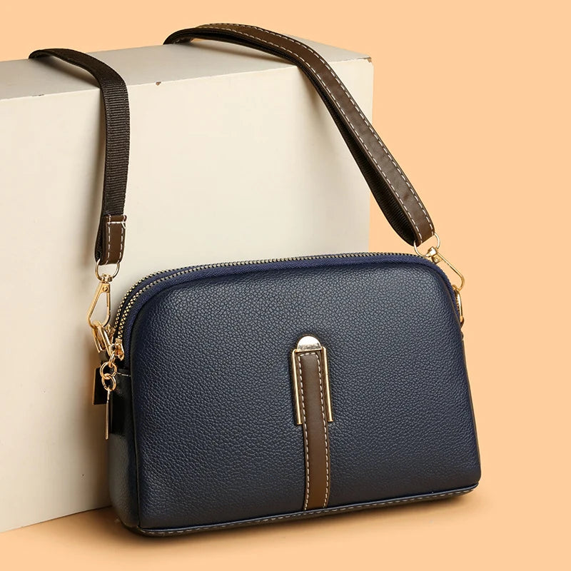 Shoulder Bag Textured Adjustable Strap Multiple Compartments