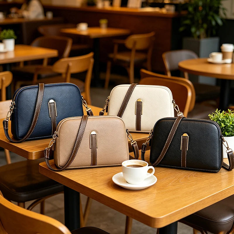 Shoulder Bag Textured Adjustable Strap Multiple Compartments