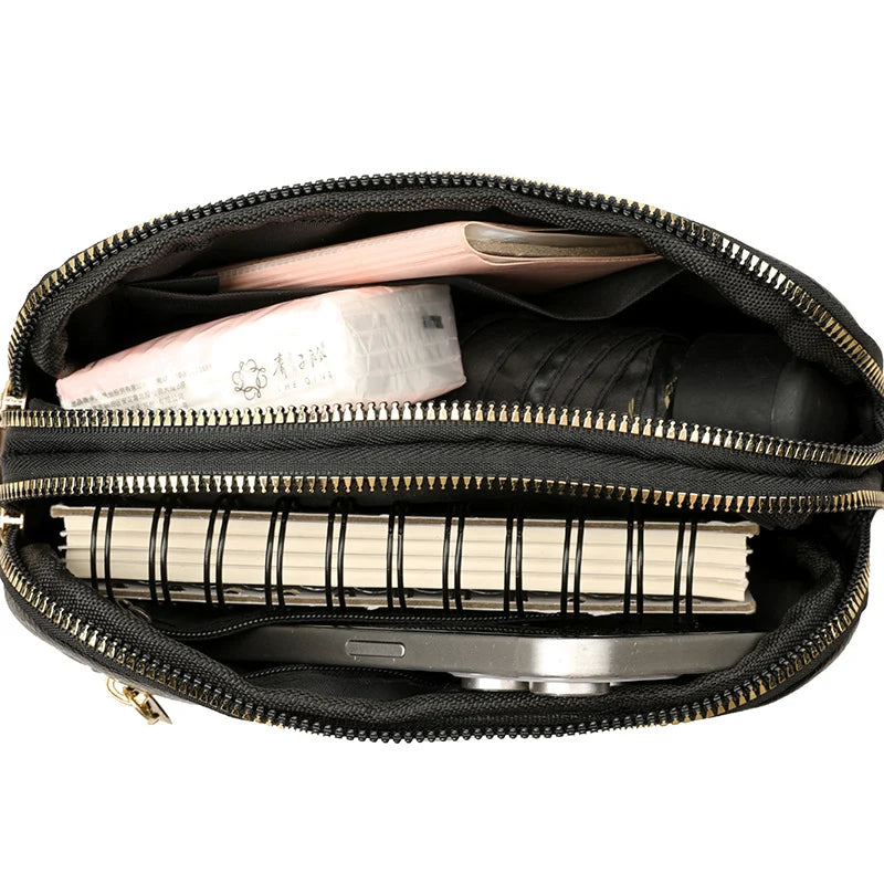 Shoulder Bag Textured Adjustable Strap Multiple Compartments