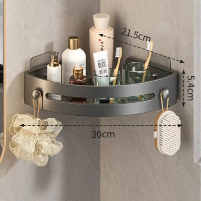 Shower Caddy Corner Design No-Drill Adhesive Mount Quick-Drain