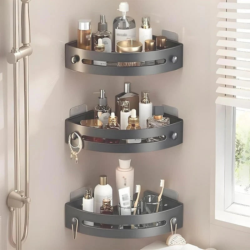 Shower Caddy Corner Design No-Drill Adhesive Mount Quick-Drain