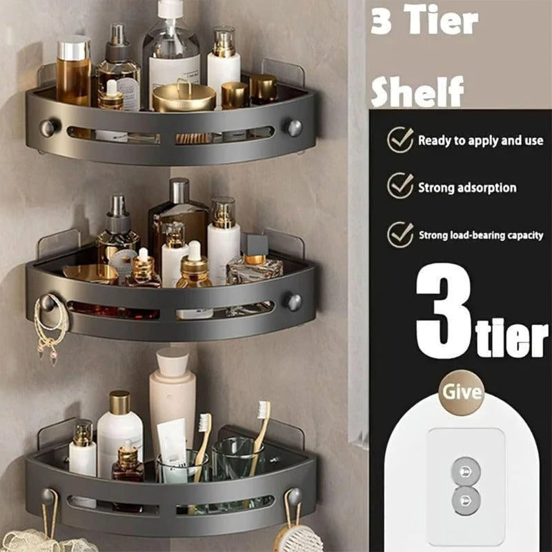 Shower Caddy Corner Design No-Drill Adhesive Mount Quick-Drain