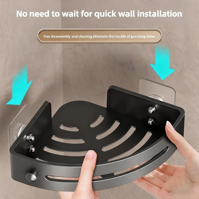 Shower Caddy Corner Design No-Drill Adhesive Mount Quick-Drain