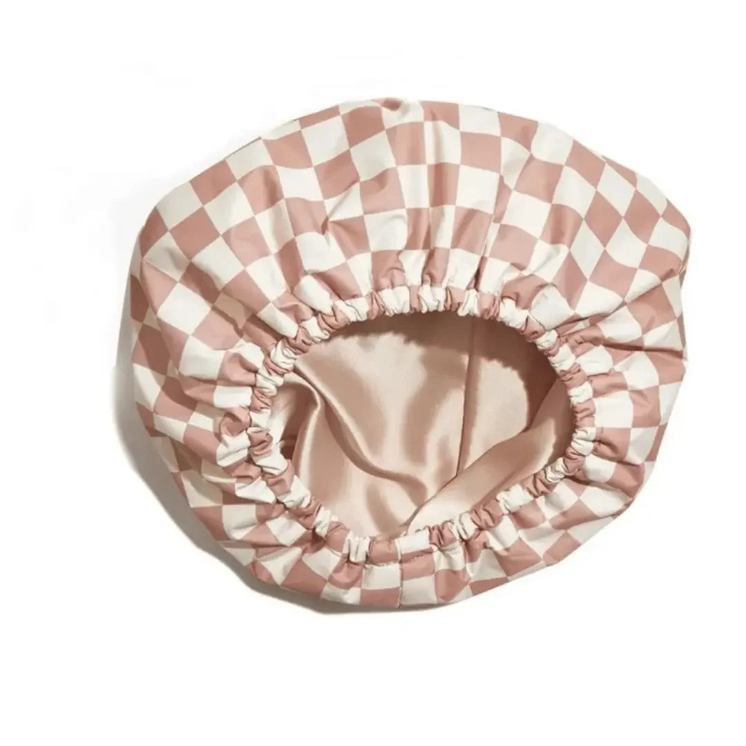 Shower Cap Waterproof Satin-Lined Adjustable Reusable