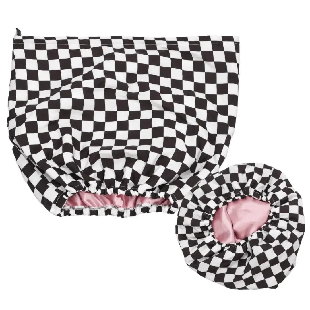 Shower Cap Waterproof Satin-Lined Adjustable Reusable