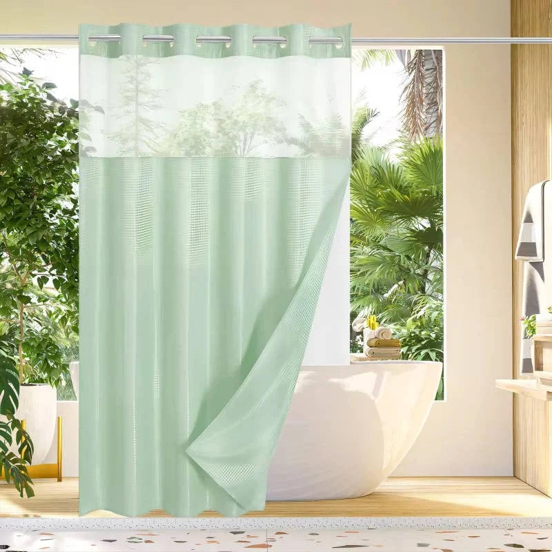 Shower Curtain Hookless Waterproof Integrated Liner