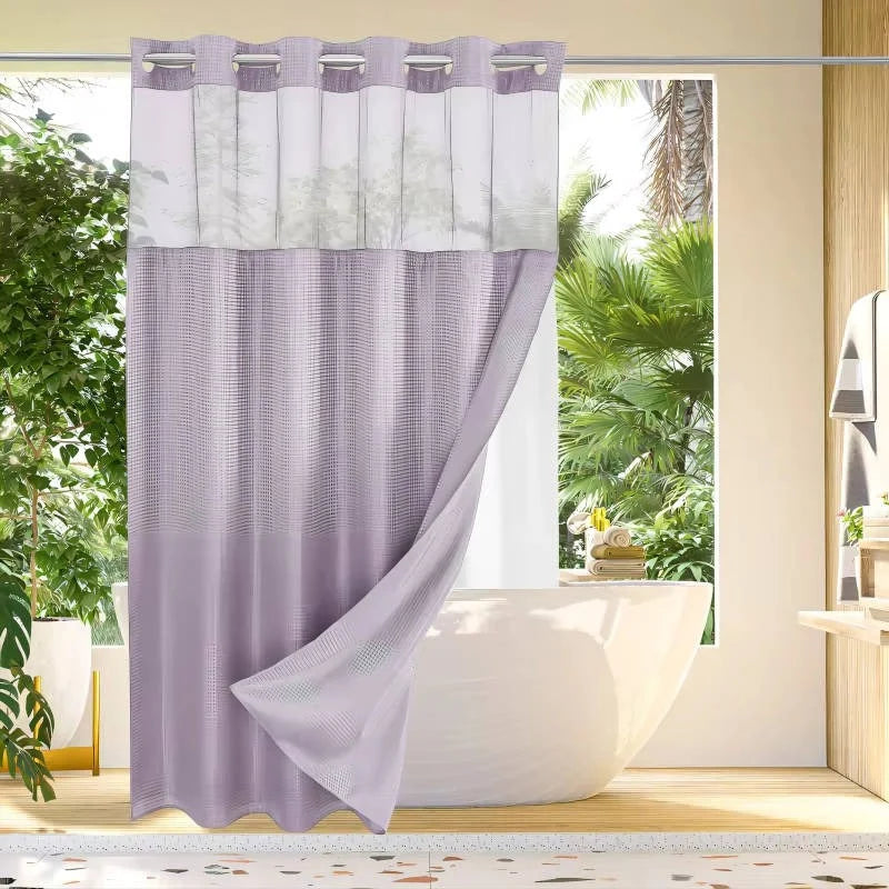Shower Curtain Hookless Waterproof Integrated Liner