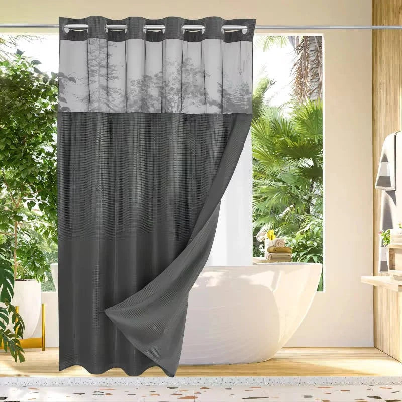 Shower Curtain Hookless Waterproof Integrated Liner